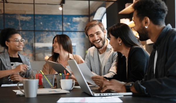 Small business team collaborating in a modern Auckland office